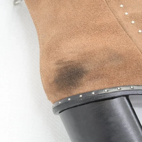 Rag & Bone Willow Brown Suede Studded Heeled Boots Sz 7 - Picture 9 of 11